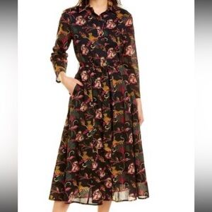 Jude Connally Alyssa Cotton Voile Leopard Design MIDI with Pockets NWOT